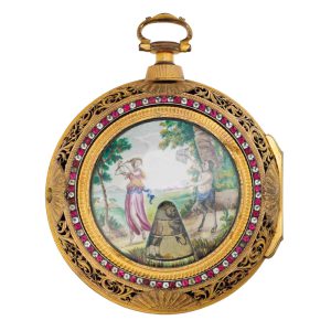 Rare, unusual English gilt complicated virgule watch Circa 1780