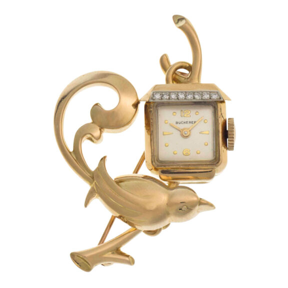 Swiss 18k gold and diamond set pendant watch Circa 1940