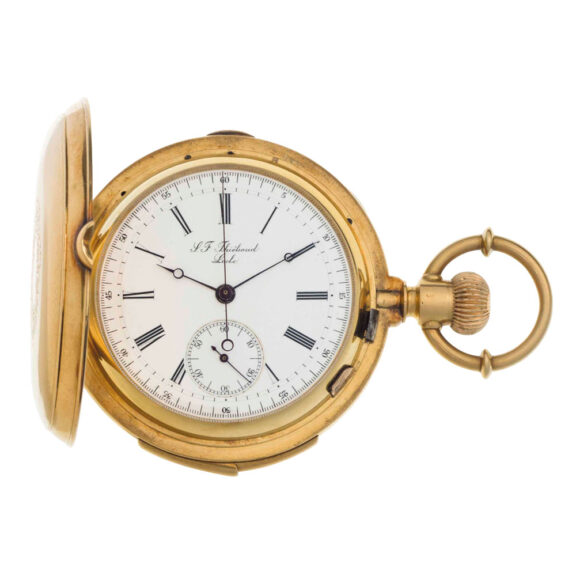 Swiss gold hunting cased repeating chronograph Circa 1900