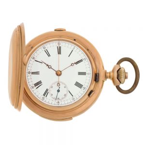 Swiss hunting cased repeating chronograph lever Circa 1900