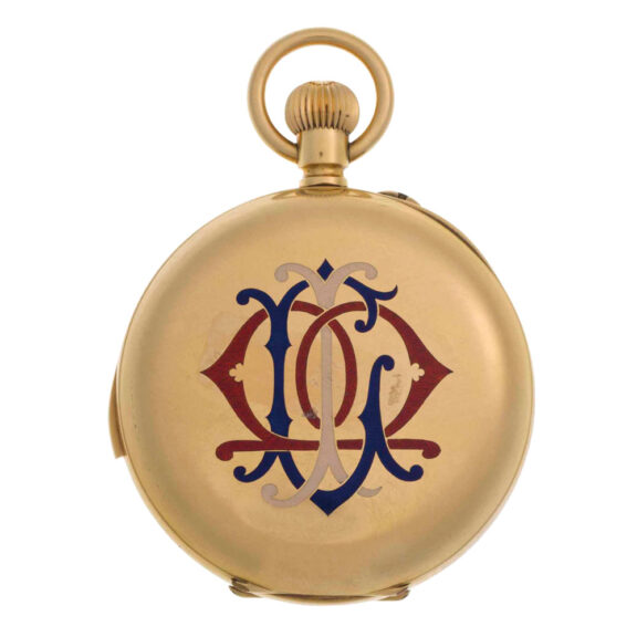 Swiss gold and enamel min repeating chronograph Circa 1910 Swiss gold and enamel min repeating chronograph Circa 1910