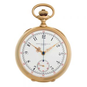 Swiss gold and enamel keyless lever chronograph circa 1908