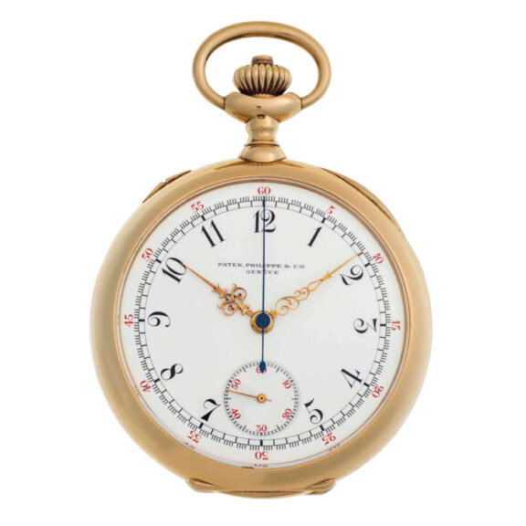 Swiss gold and enamel keyless lever chronograph circa 1908