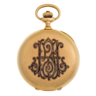 Swiss gold and enamel keyless lever chronograph circa 1908