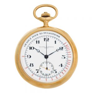 Swiss gold lever chronograph with pulsation scale Circa 1920