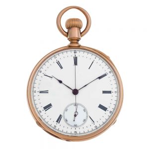 Swiss 18k rose gold open faced lever chronograph Circa 1870