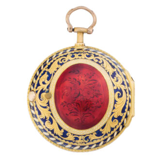 English 18k gold, enamel and diamond set cylinder Circa 1822