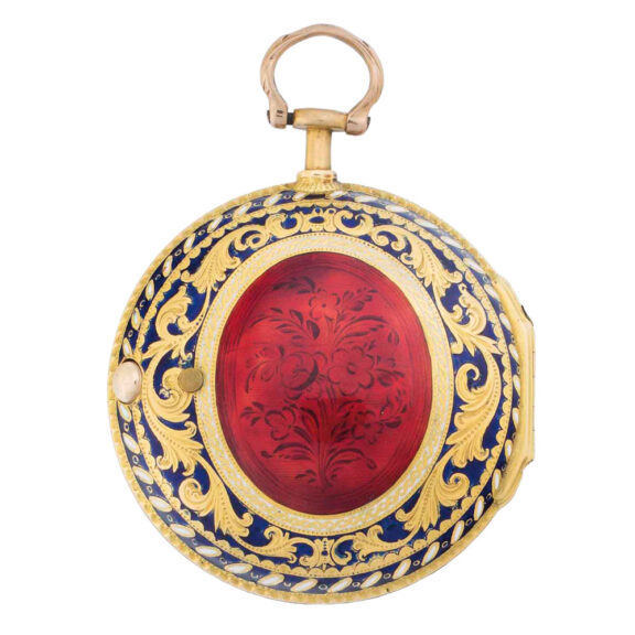 English 18k gold, enamel and diamond set cylinder Circa 1822