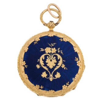 Swiss gold and enamel open faced cylinder Circa 1850-1860
