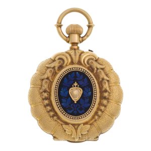 Swiss scalloped shaped keyless lever pendant watch Circa 1880-1899