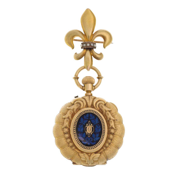 Swiss scalloped shaped keyless lever pendant watch Circa 1880-1899 Swiss scalloped shaped keyless lever pendant watch Circa 1880-1899