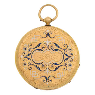 Swiss gold and enamel open faced cylinder Circa 1810-1820