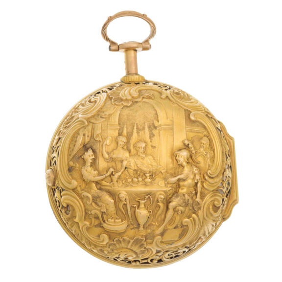 English gold pair cased repeating repoussé verge Circa 1680
