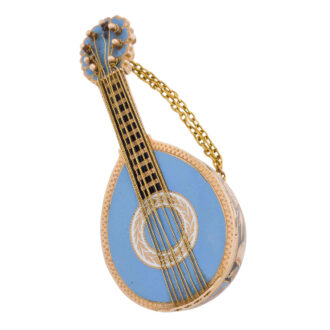 French gold and enamel mandolin form watch Circa 1810-1820