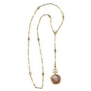 Swiss gold miniature cylinder pendant watch Circa 1850-1860