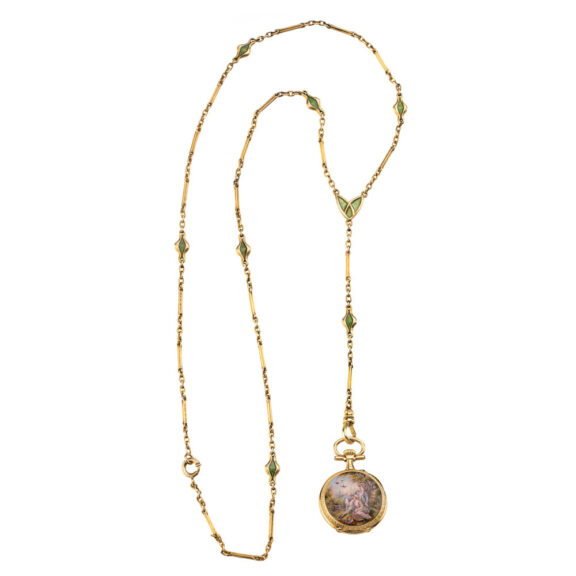 Swiss gold miniature cylinder pendant watch Circa 1850-1860