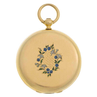 Swiss 18k gold and enamel hunting cased cylinder Circa 1852