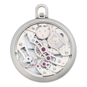 Swiss white gold skeletonized keyless lever dress watch Circa 1937