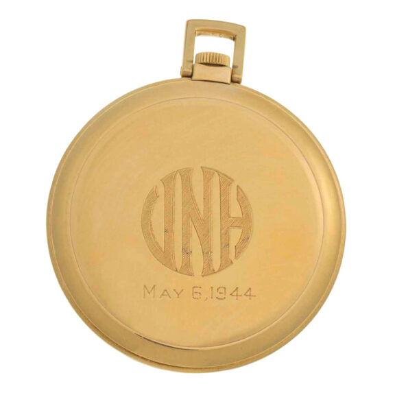Swiss gold open faced keyless lever pocket watch Circa 1938 Swiss gold open faced keyless lever pocket watch Circa 1938