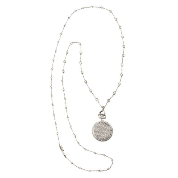 Swiss platinum diamond set lever pendant watch Circa 1912 Swiss platinum diamond set lever pendant watch Circa 1912