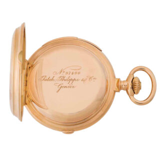 Swiss rose gold hunting cased complicated watch Circa 1894
