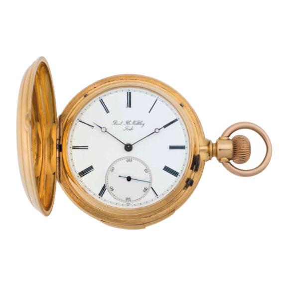Swiss gold hunting cased min repeating lever Circa 1880-1899
