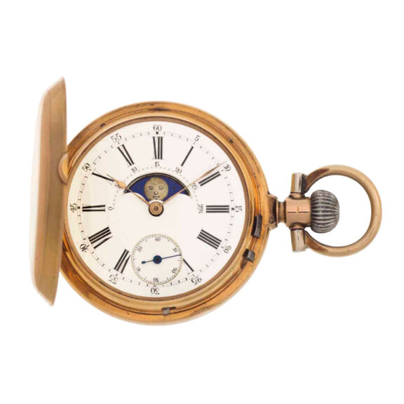 Double dialed lever with calendar and moon phases Circa 1910 Double dialed lever with calendar and moon phases Circa 1910