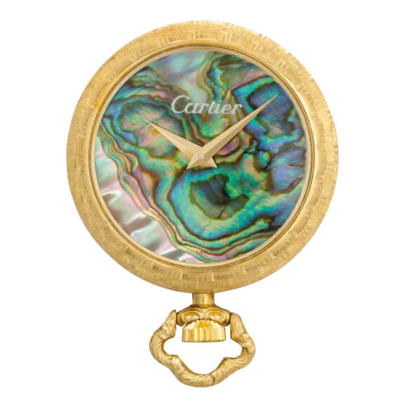 Swiss gold and mother-of-pearl lever lapel watch Circa 1980 Swiss gold and mother-of-pearl lever lapel watch Circa 1980