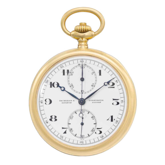 Large Swiss 18k gold open faced lever chronograph Circa 1923 Large Swiss 18k gold open faced lever chronograph Circa 1923