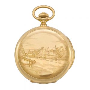 Swiss gold hunting cased minute repeating lever Circa 1910
