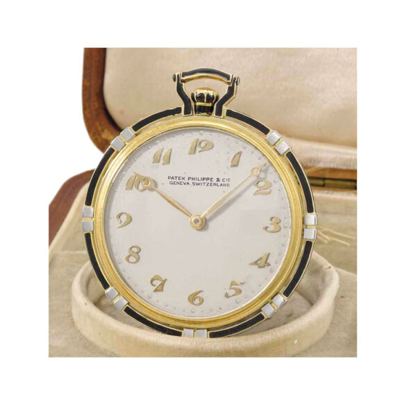 Platinum, gold and black enamel highlighted lever Circa 1924