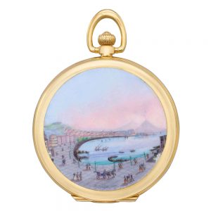 Swiss gold lever dress watch with enamel miniature Circa 1997