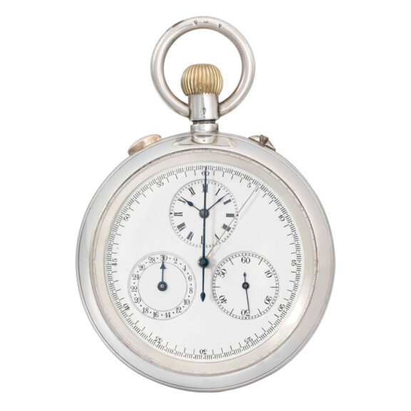 Swiss silver split seconds chronograph lever watch Circa 1900