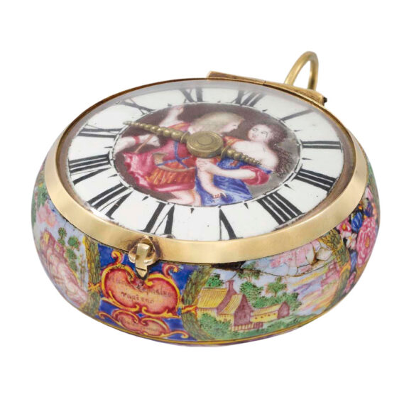 Very rare English 20k gold and enamel verge watch Circa 1680