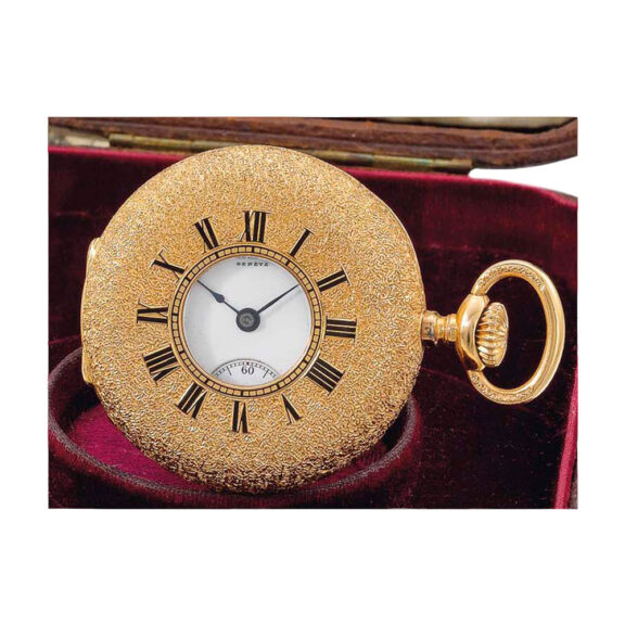 Decorative rose gold half hunting cased lever watch Circa 1896 Decorative rose gold half hunting cased lever watch Circa 1896