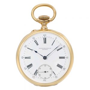 Swiss 18k gold and enamel open faced lever watch Circa 1889