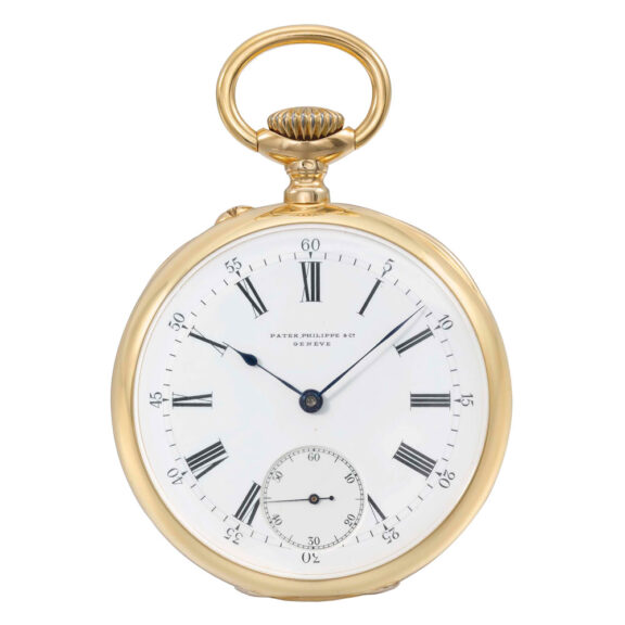 Swiss 18k gold and enamel open faced lever watch Circa 1889