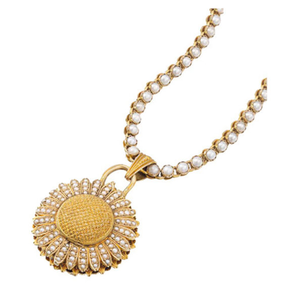 Swiss 18k gold daisy flower shaped cylinder watch Circa 1880 Swiss 18k gold daisy flower shaped cylinder watch Circa 1880
