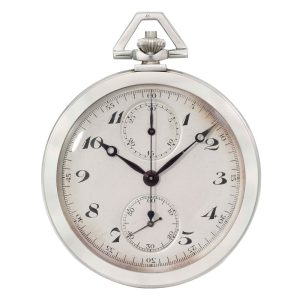 Swiss white gold open faced lever chronograph Circa 1920