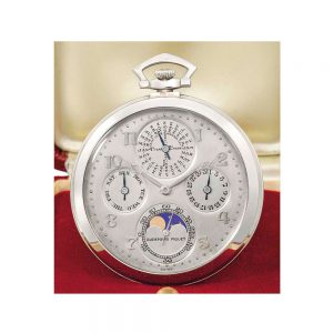 Gold lever with moonphase and perpetual calendar Circa 1929