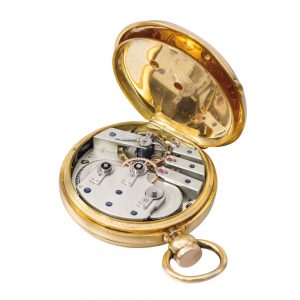 Swiss 18k gold hunting cased pocket chronometer Circa 1870