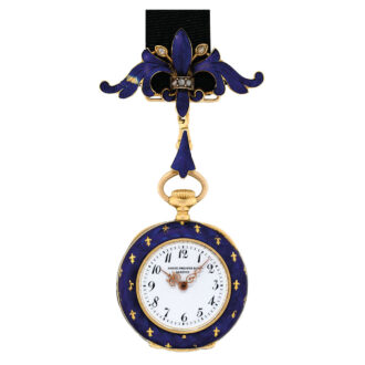 Swiss gold decorated pendant watch with brooch Circa 1895