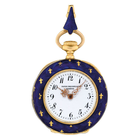 Swiss gold decorated pendant watch with brooch Circa 1895