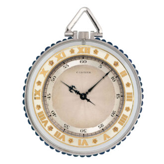 Gold, platinum, rock crystal, enamel, sapphire lever Circa 1927