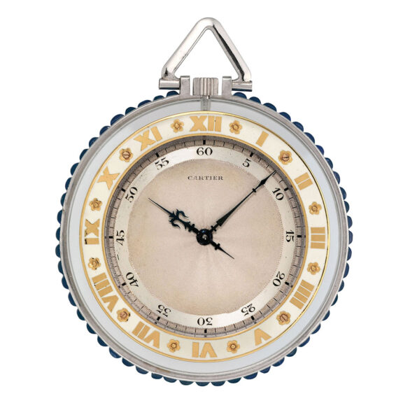 Gold, platinum, rock crystal, enamel, sapphire lever Circa 1927