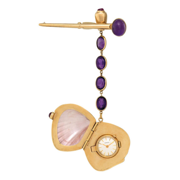 French gold, amethyst and mother-of-pearl lever Circa 1960