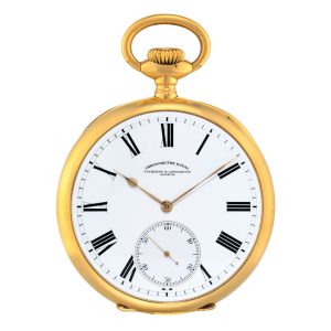 Large Swiss gold open faced keyless lever watch Circa 1910