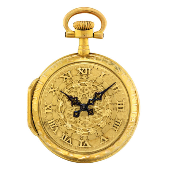 Rare Swiss gold open faced lever with 24 hours dial Circa 1908