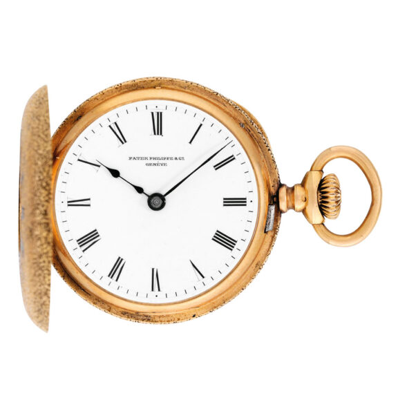 Swiss 18k gold half hunting cased cylinder watch Circa 1885