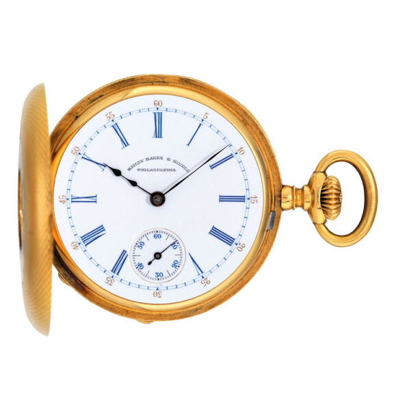 Swiss 18 carat gold half hunting cased keyless lever Circa 1897
